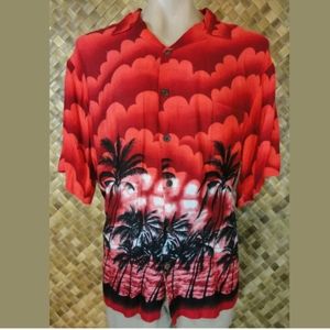 ALOHA HUT mens HAWAIIAN Shirt. Large